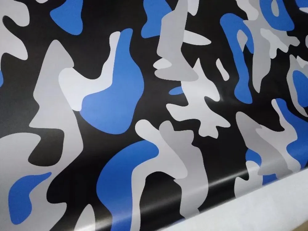 Grand vinyle de Camouflage bleu pour camion de voiture, Film de couverture de style Camouflage avec bulle de dégagement d'air taille 1 52x10m 20m 3264r