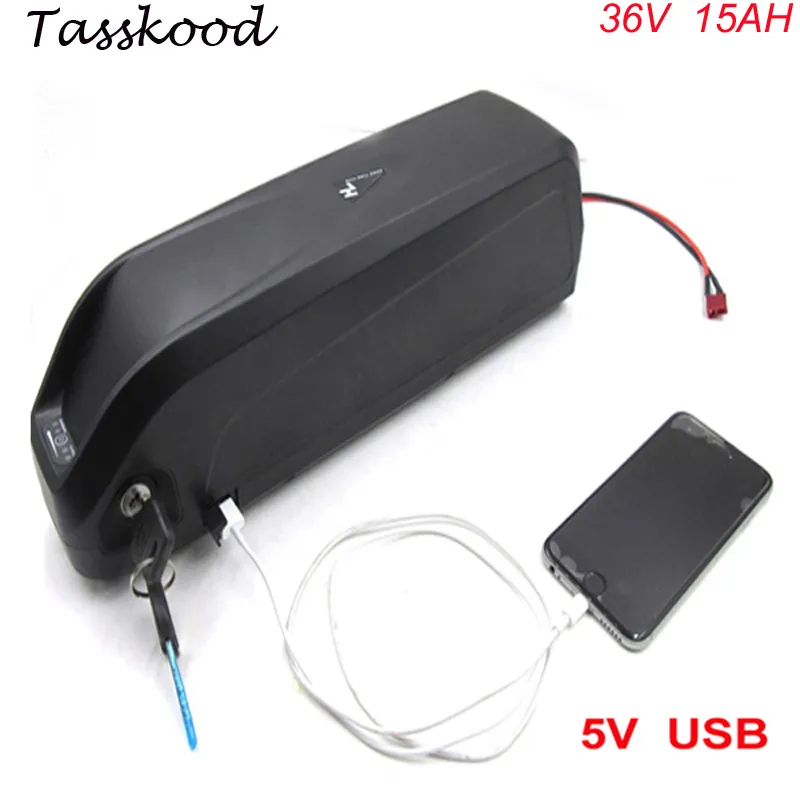 Hailong 36V Ebike batteripaket med USB-port 36V 15AH 500W Elektrisk cykelbatteri med laddare och BMS FIT 36V BAFANG MOTOR