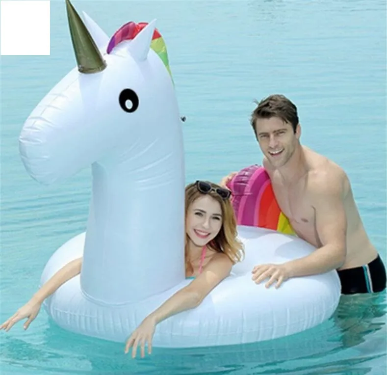 175cm Unicorn Floats Swim Ring Uppblåsbara Ride-on Pool Leksaker för barn Vuxna Unicorn Uppblåsbara Baddmadrass Swimming Ring Vatten Raft