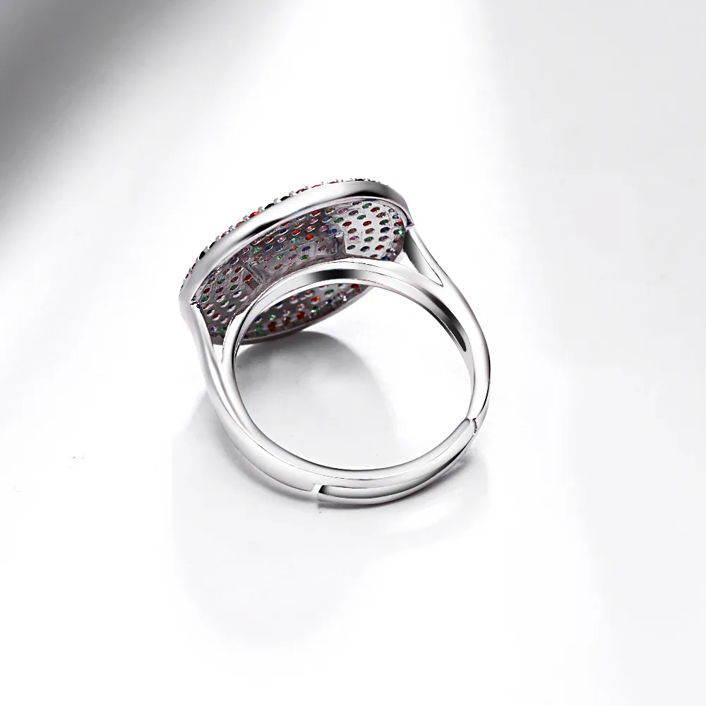 Beautiful round design ring multi color crystal jewellery high quality trendy jewery Great colorful rings