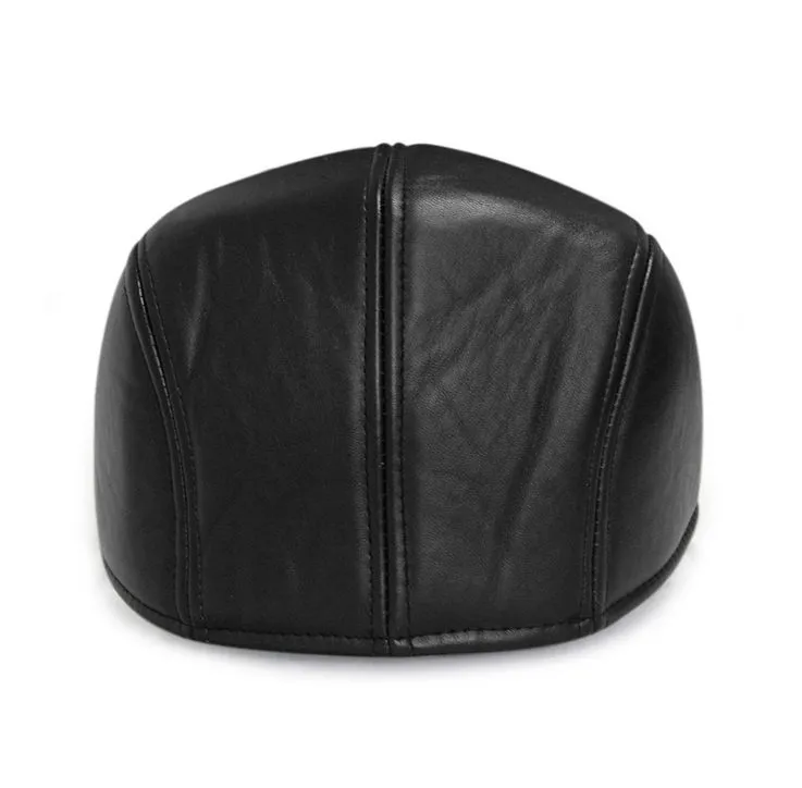 PU Leather Beret For Women Unisex Newsboy Visor Duckbill Flat Cap Curved Brim Driving Cabbie Gatsby Hat