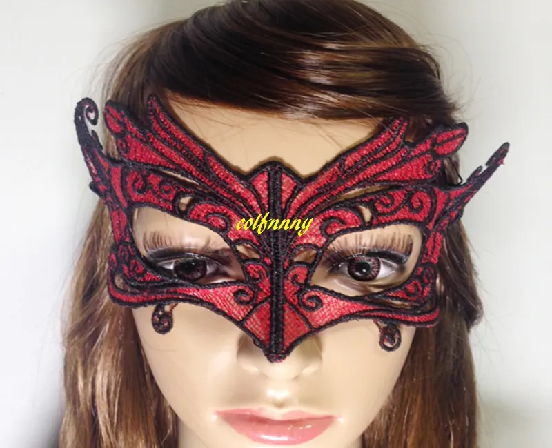 100 unids/lote máscara de encaje suave rojo de Halloween máscara de bola de fiesta máscara de Carnaval mascarada máscaras de señora sexy