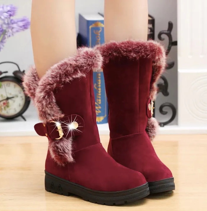 Botas de neve Botas femininas Tornozelo para As Mulheres Da Moda Botas de Inverno Senhora Zapatos Mujer Sapatos de Inverno das Mulheres Botas de pelúcia Curto