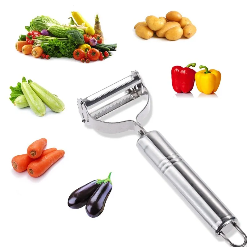 Julienne Peeler Aço Inoxidável cortador de legumes Slicer Ferramenta de Cozinha com Escova De Limpeza para Cenoura Gadget utensílios de cozinha