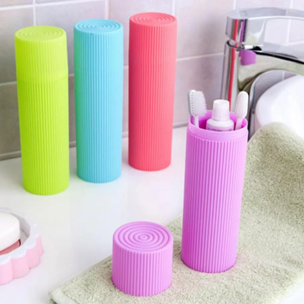 2018 Bath Practical Toothbrush Holder Anti Bacteria Storage Box Cylinder Portable Travel Chopsticks Container 65pcs