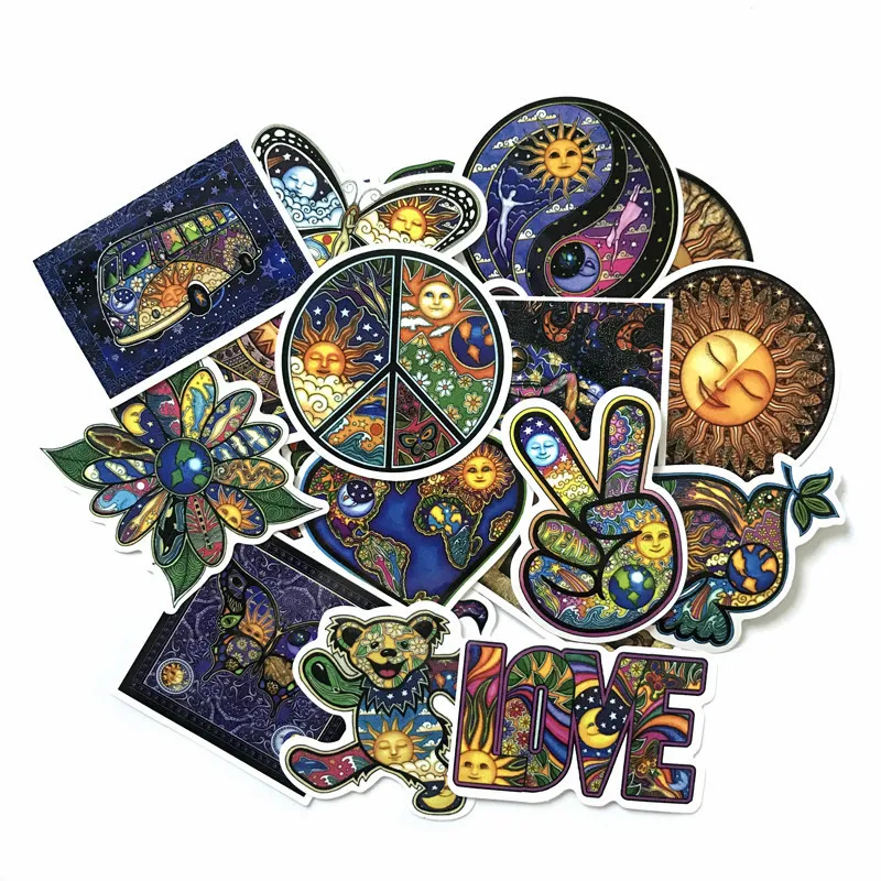 25Pcs Peace Love Boho Ribbon Stickers Pack Non casuale Graffiti Car Bike Bagagli Sticker Laptop Skateboard Motor Bottiglia d'acqua Decal