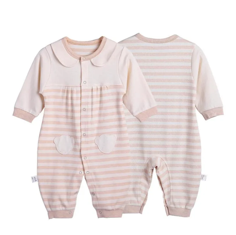 I più nuovi neonati da bambina a maniche lunghe con orsetto stampato primavera autunno tuta infantile body pagliaccetti abiti vestiti