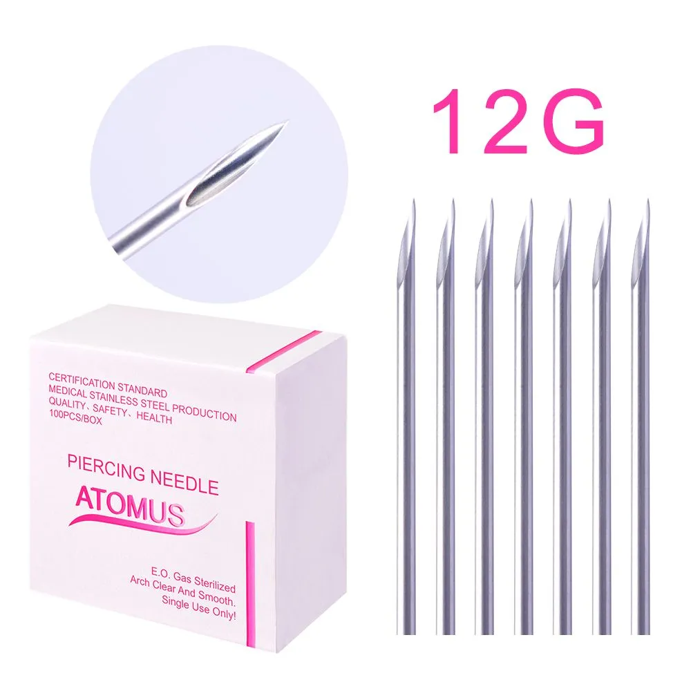 100 Sterile Disposable Medical Grade Body Piercing Needles 12G For