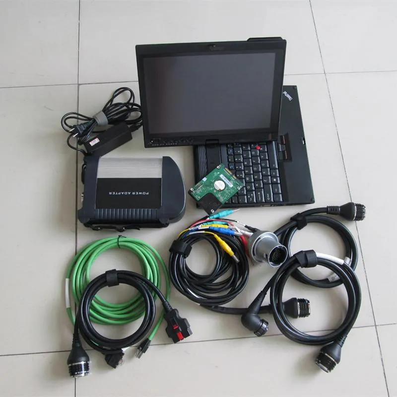 診断ツールMBスターSD Connect C4 WiFi DOIP SSD With Laptop X200T ThinkPadタッチスクリーン診断カーの作業準備ができている