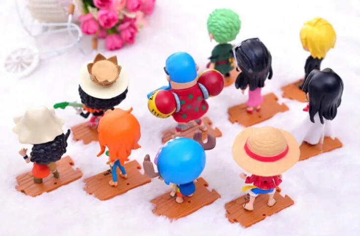 Q Version Anime One Piece PVC Action Figures Söta mini Figur Toys Dolls Model Collection Toy Brinquedos Set 8024569