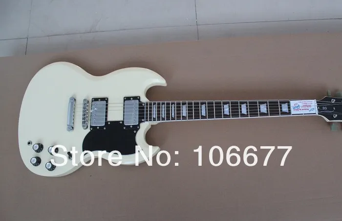 High Quality Factory Guitar Double Cutaway SG Standard in Cream White Electric Guitar 2 Pickups Free Shipping