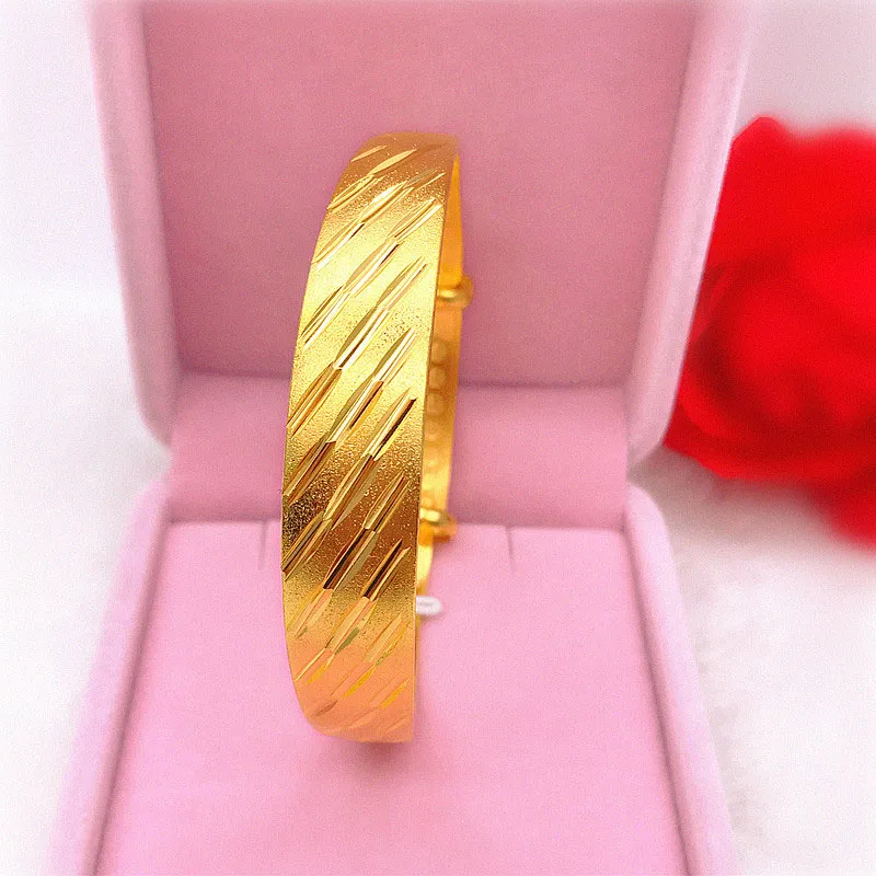 18K guldpläterad guldfärg Bangle Face Width 12mm Style1-7 Flower Twill Armband för kvinnor Smycken Partihandel