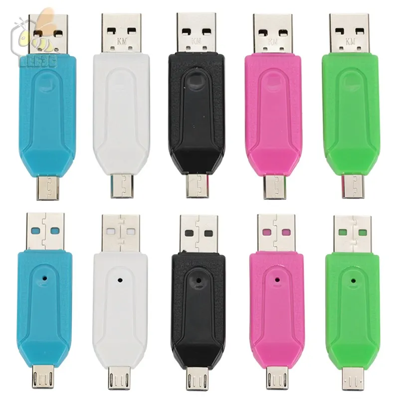 SD + Micro SD USB OTG Картридер Универсальный Micro USB OTG TF / SD Картридер Micro USB OTG Адаптер для телефона Samsung Android 300 шт. / Лот