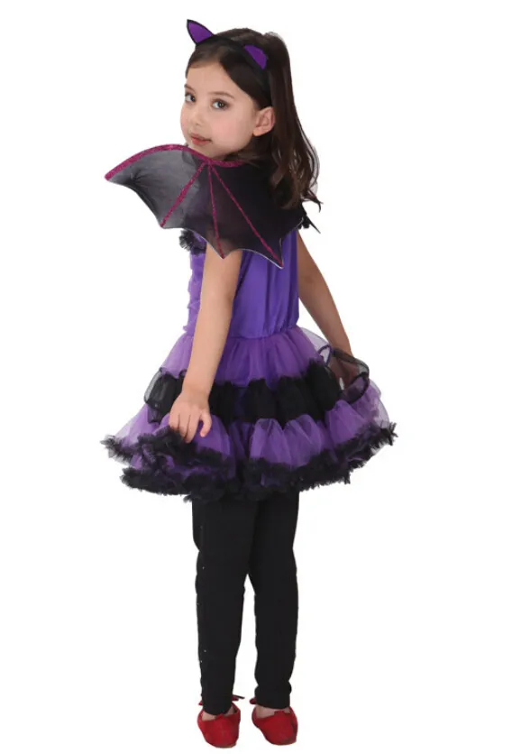 زي الخفافيش للفتاة الأطفال Cosplay Dance Dress Cape Cloak Cloak for Kids Little Witch Kids039 Day Halloween6616402