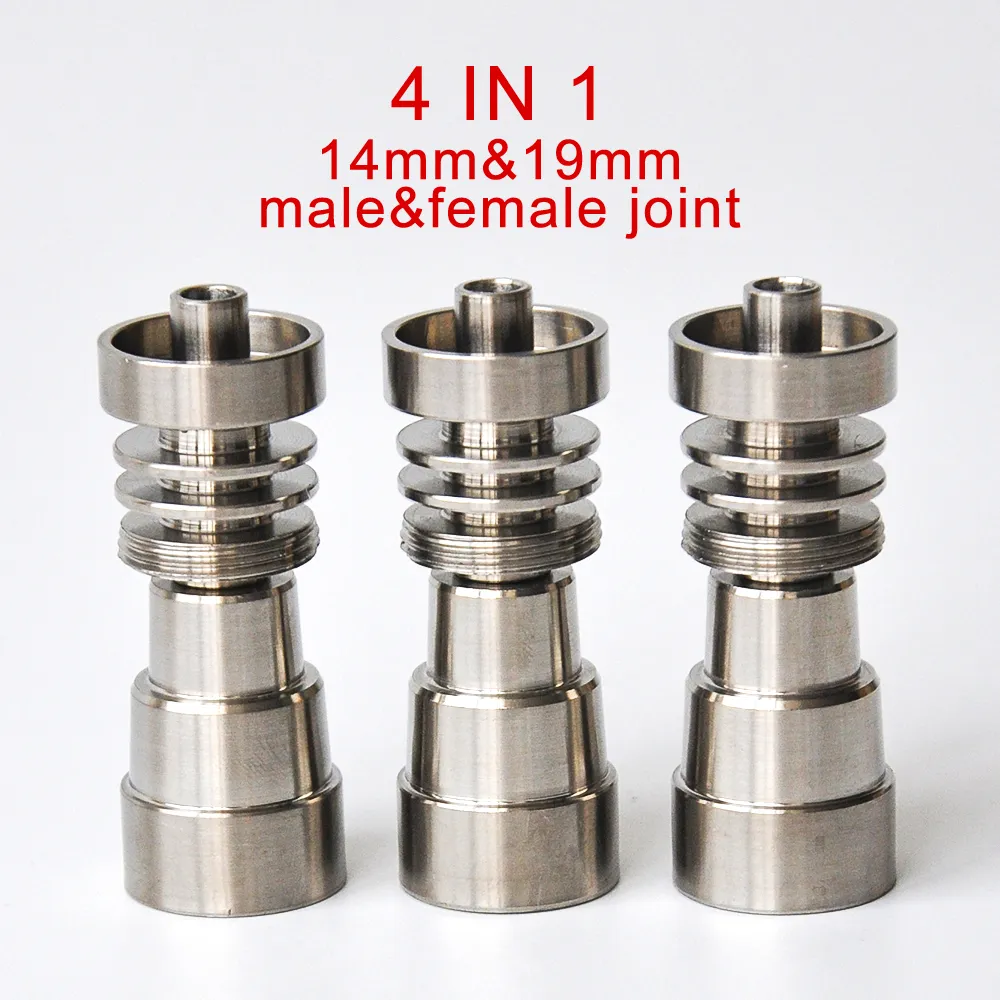 4 IN 1 Titanium Nail 14mm&19mm male &female joint domeless Gr2 Titanium Nail for glass water pipe