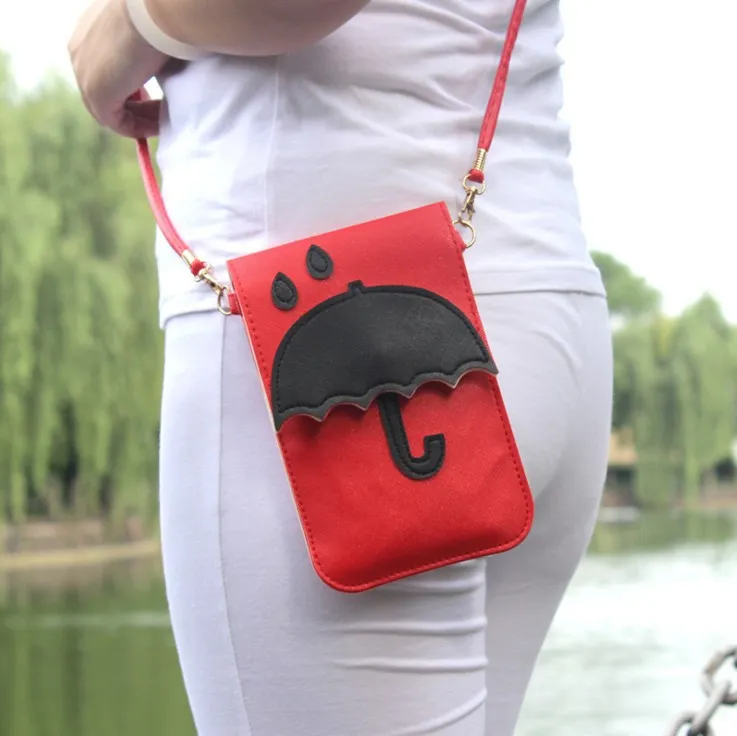 Fashion women shoulder crossbody mini bag messenger new umbrealla cartoon PU leather phone handbag top quality