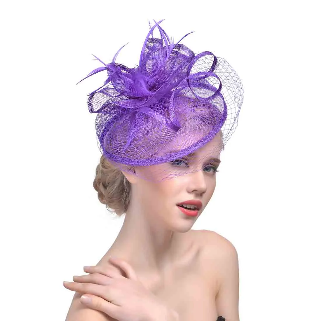 Chapéus do véu do rosto para penas nupciais fascinators chapéus de casamento recém-linho tulle mulheres festa acessórios de cabelo chapéus