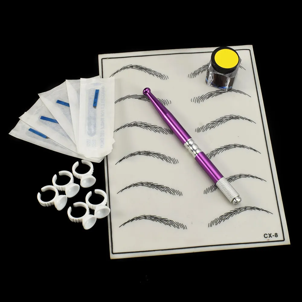 Kit de maquillage permanent pour fausse peau, aiguille de tatouage, encre pigmentée avec stylo Microblading pour débutants en tatouage