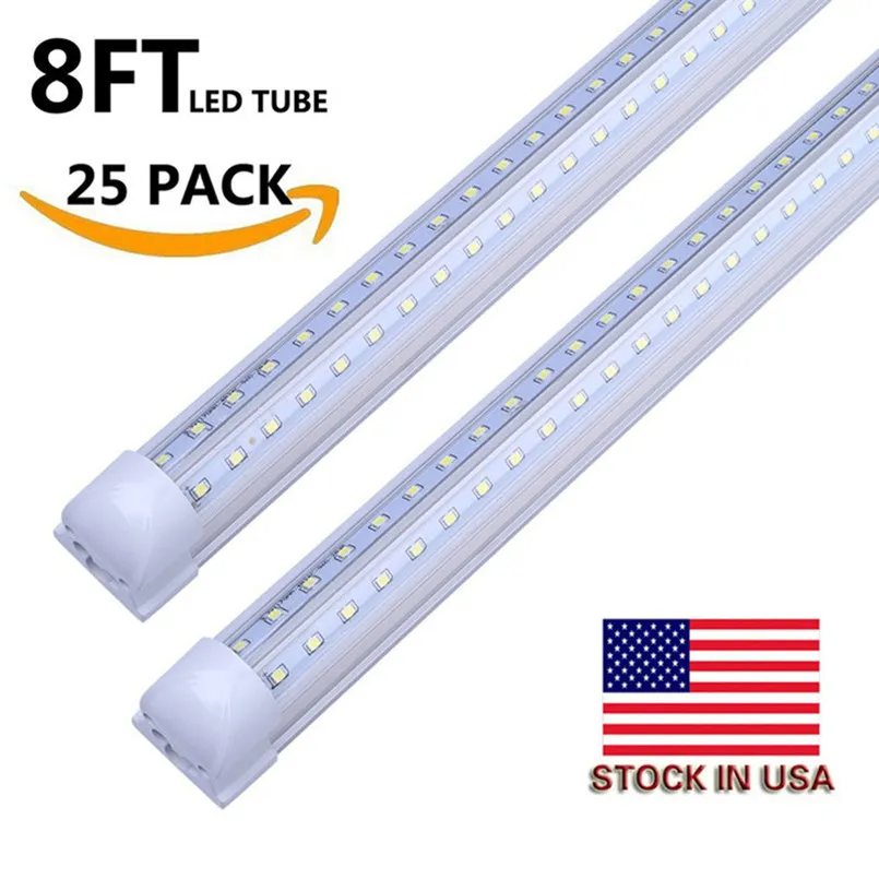 JESLED T8 8ft 72 Watt Integrated Tube Light V Shape LED Tubes 8foot Cooler Door Freezer LED shop lights Integrat