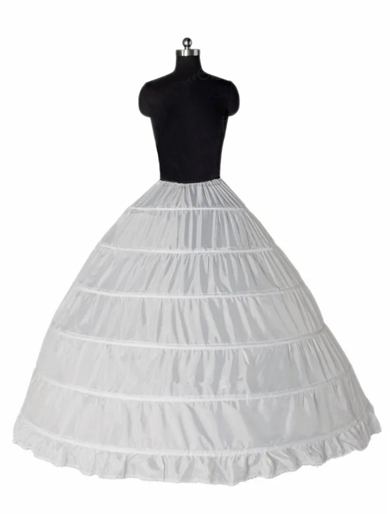 Bollklänning 6 Hoop Petticoats Underskirt Full Crinoline för Bridal Bröllopsklänning Tillbehör