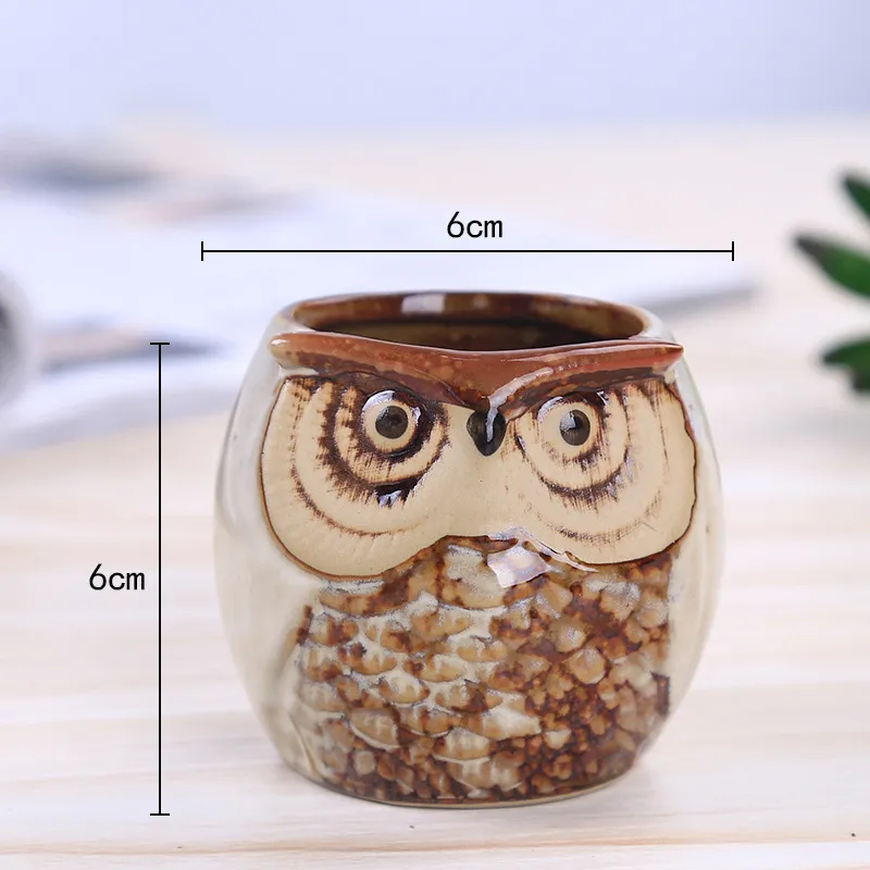 Cartoon Coruja-em forma de vaso de flores para plantas carnudas plantas de flores cerâmicas pequenas mini casa / jardim / decoração de escritório HH7-856