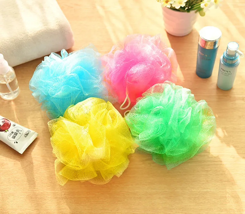 Bola de baño multicolor ducha cuerpo burbuja exfoliar Puff malla de esponja Net Ball Cleaning accesorios para el baño casa suministros WX9-444