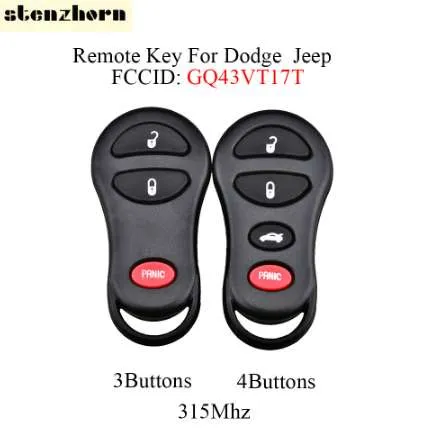 Stenzhorn 3 / 4Button fjärrkontroll Key FOB för Jeep Dodge Chrysler GQ43VT17T för Dodge 2002 2003 2004 2005 RAM 1500 2500 bilnyckel