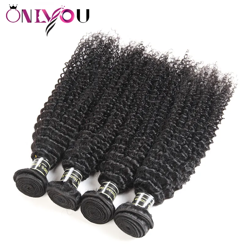 Offres Flash Malaisiens Crépus Bouclés Vierges Cheveux Bundles avec Top Dentelle Fermeture Crépus Bouclés Extensions de Tissage de Cheveux Humains Juste Pour vous W1996103