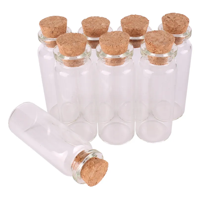 50pcs 14ml Taille 22 * ​​60 * 12.5mm Mini Verre Parfum Bouteilles À Épices Minuscules Bocaux Flacons Avec Bouchon De Liège pendentif artisanat cadeau de mariage