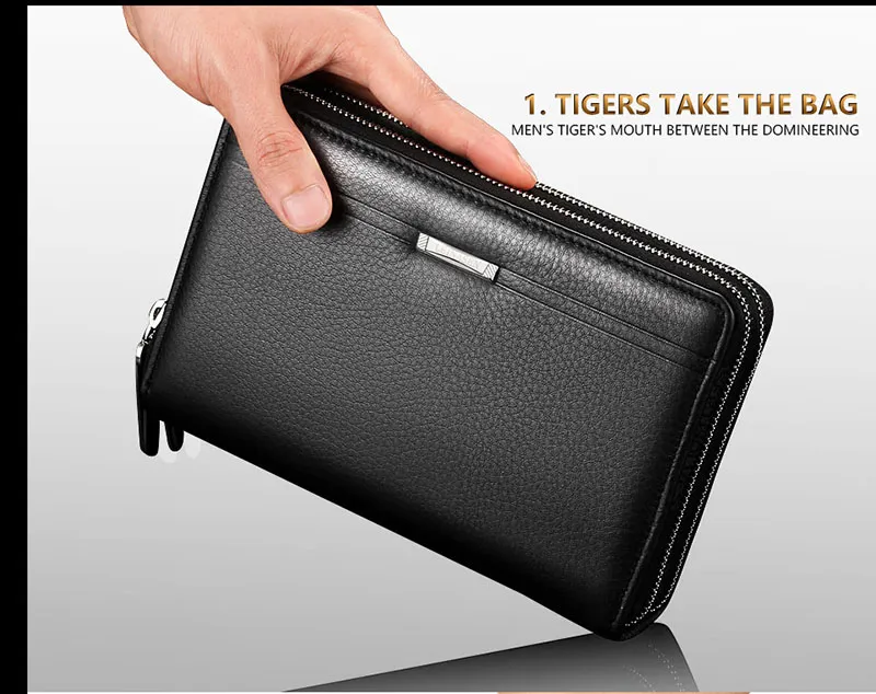 Business plånbok män handväska koppling lyx portfölj pengar klipp mynt pocket högkapacitet casual hållare plånböcker telefonväska