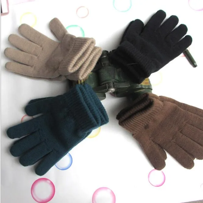 Hommes de haute qualité Gants de doigts tricotés chauds hommes femmes Gants de cyclisme tricotés Full Finger Stretch Mitaines hiver épaissir gants en polaire magique