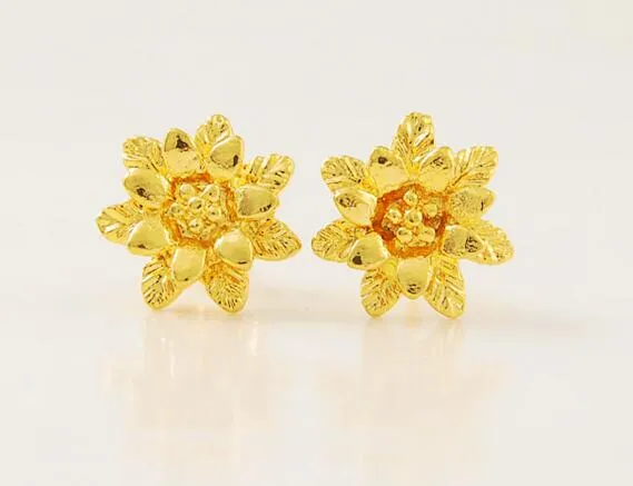 Nya Camellia örhängen för kvinnor 24K guldpläterade smycken guld