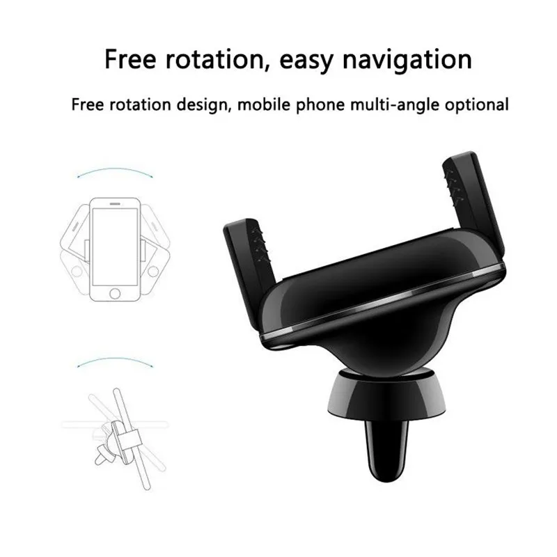 2 in 1 Wireless Car Charger 360 Degree Rotation Car Mount Holder With Air Vent Holder Wireless Charging Stand For iphone X 8 plus Samsung s