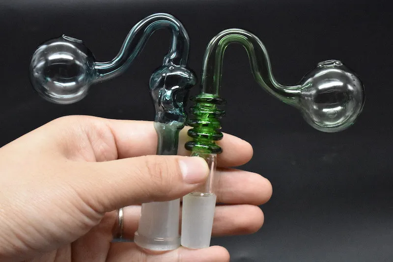Gebogene Glasschale Ölbrenner Schädelform 14mm 18mm männlich weiblich Tabakpfeife für Bong rauchende Ölbrennerrohre kostenloser Versand