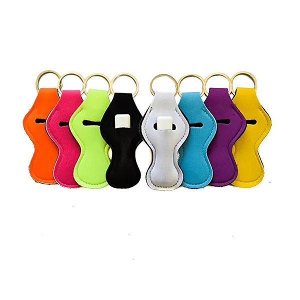 Porte-clés rouge à lèvres porte-clés porte-blancs support en néoprène couleur unie doux huile essentielle rouleau bouteilles étui dame lèvre paume support accessoire