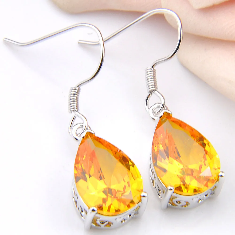 Livraison gratuite-mode brésilienne Citrine cristal 925 ruban bijoux boucle d'oreille charme prix usine E0496