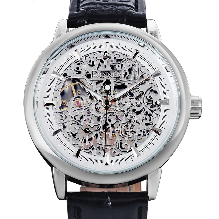 2021 Ganador Esqueleto Mecánico Relojes Hombres Marca de lujo Correa de cuero Reloj Relogio Masculino Hombres Moda Estilo Reloj Hora Hora