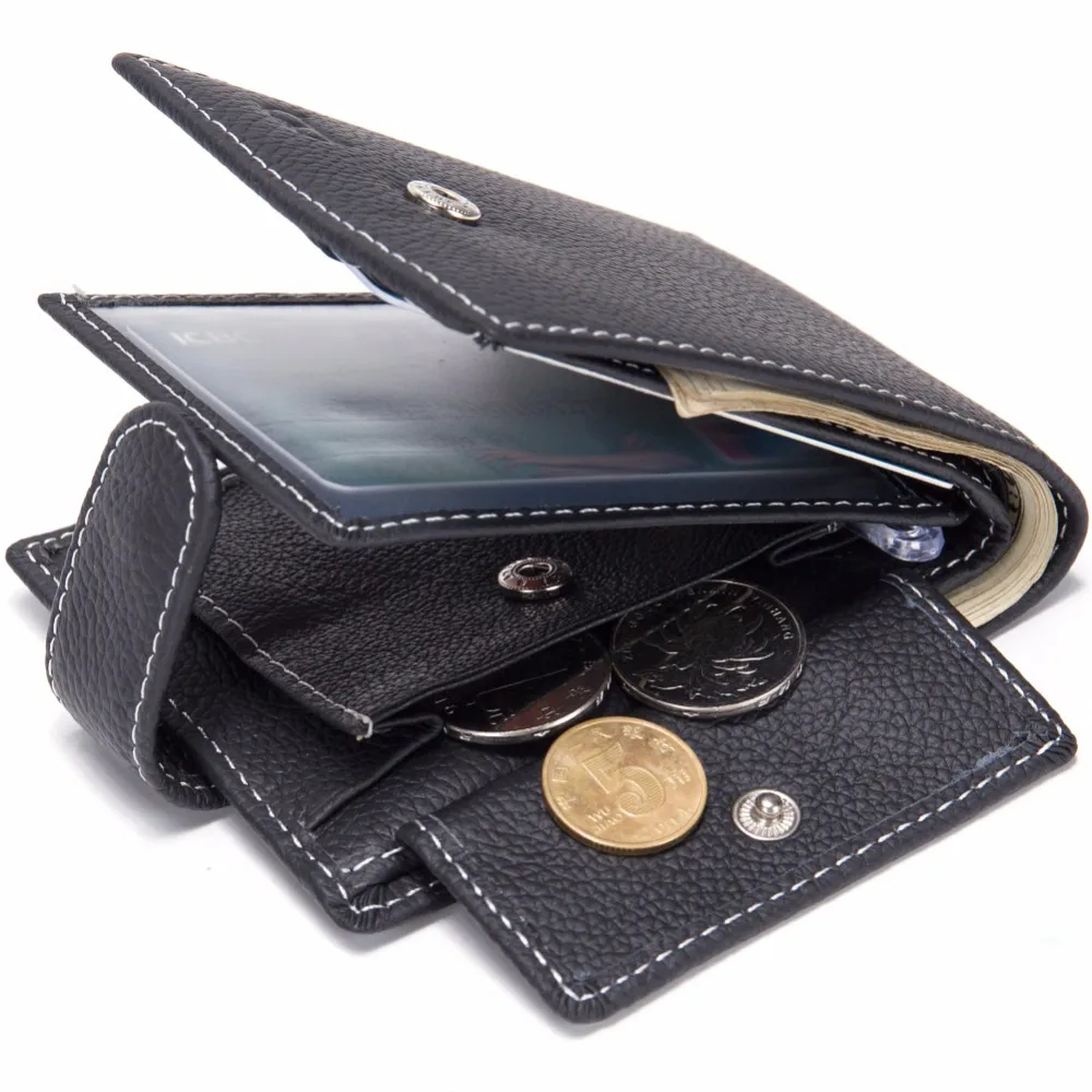 Dollar Price Men Wallets Genuine Cow Leather WalletsFamous Brand With Coin Pocket Thin Purse Card HolderFashion Slim wallet