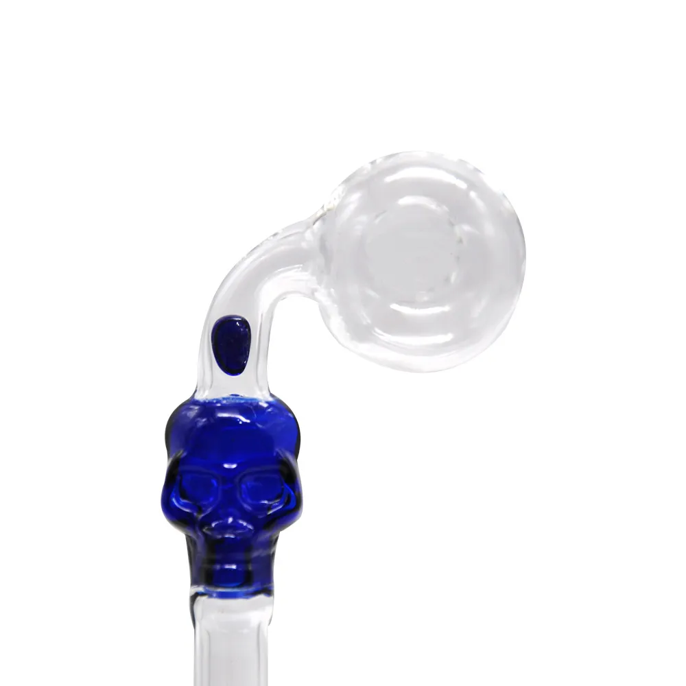 Wholesale Hand Skull Smoking Pipe Colorful Glass Pipes Oil Burner Smoking Handle Pipes Curved Mini Smoking Accessories
