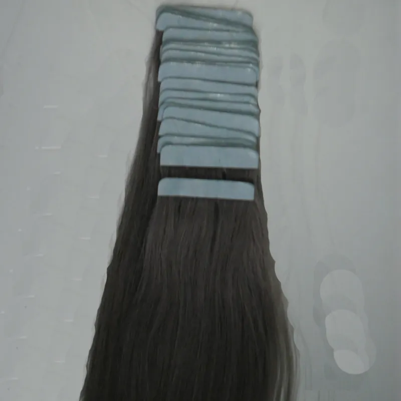 Extensiones de cabello Cabello gris 100 g 2,5 g / pc Cinta en extensión de cabello humano 40 unids / paquete Extensiones de cinta de trama de piel sin costuras