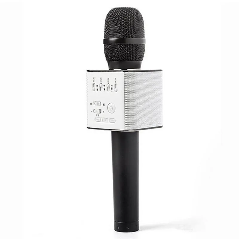 Magic Q9 Bluetooth Wireless Microphone Handheld Microfono KTV med högtalare Mic Högtalare Karaoke Q7 Uppgradering för Android Telefon 0802219