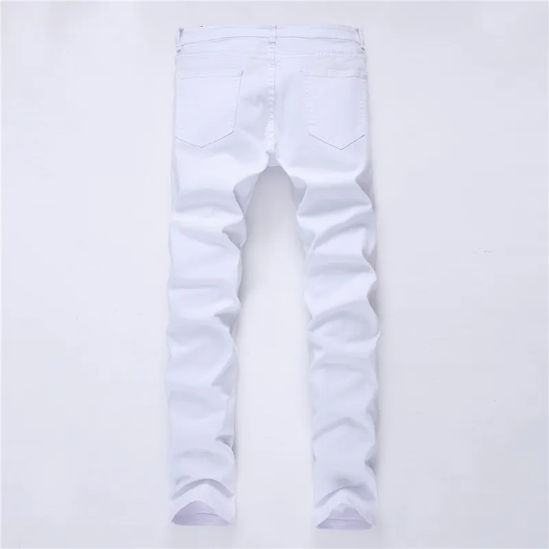 Wholesale-Swag Mens Designer Brand Black Jeans Skinny Ripped Destroyed Stretch Slim Fit Hop Hop Pants With Holes For Men JS34