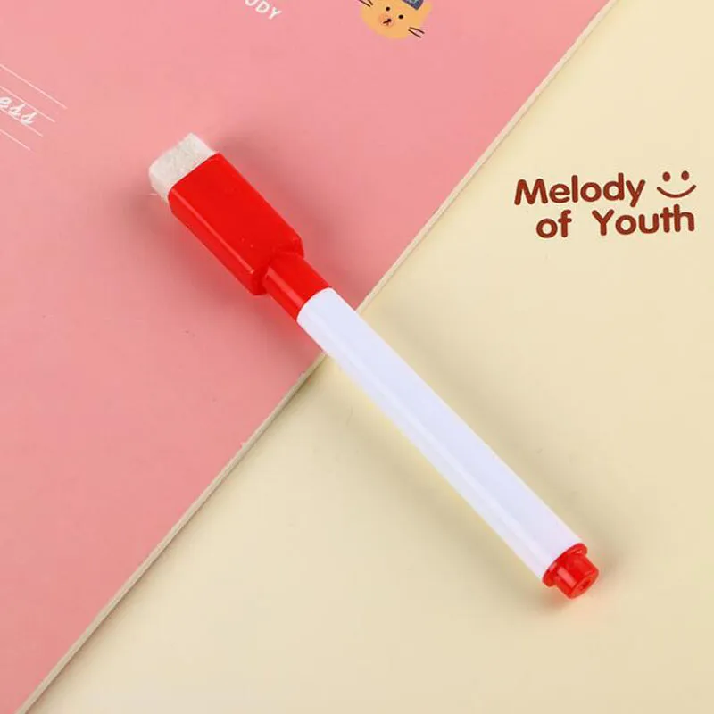 Magnetyczny Whiteboard Pen Whiteboard Marker Dry Wymuszenie White Deska Markery Magnes Pióra Zbudowane w Gumce Office School School School 4 kolory Tusz