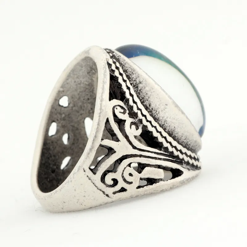 Liefhebbers Antiek Zilver Kleur Verandering Ring Bohemen Retro Stemming Ovale Stone Ringen Maat 7/8/9 RS019-RSA