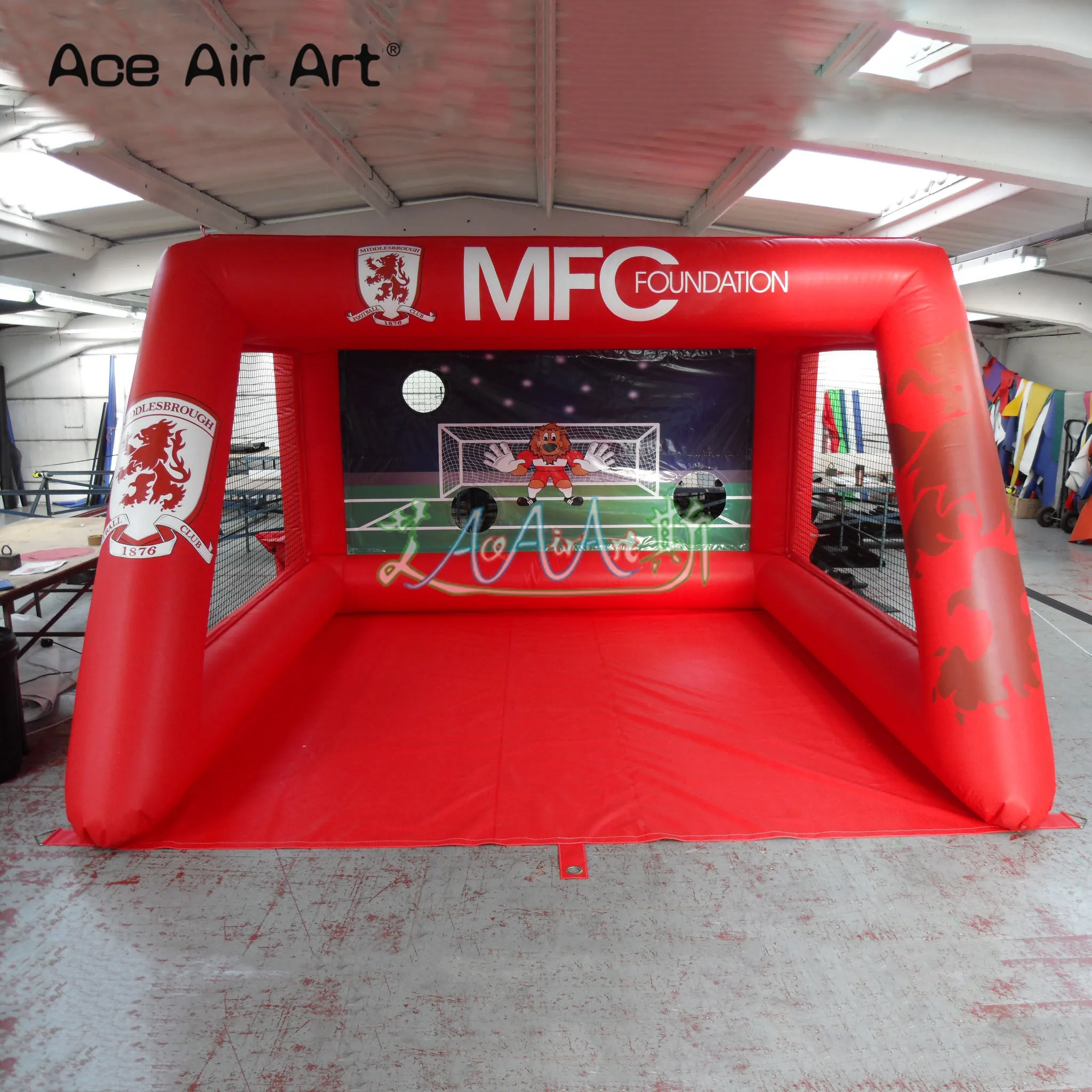 4 x 3 m großes aufblasbares Fußball-Schießspiel, aufgeblasene Fußball-Zielspiele für Kinder, Outdoor-Spaß mit kostenlosem Gebläse