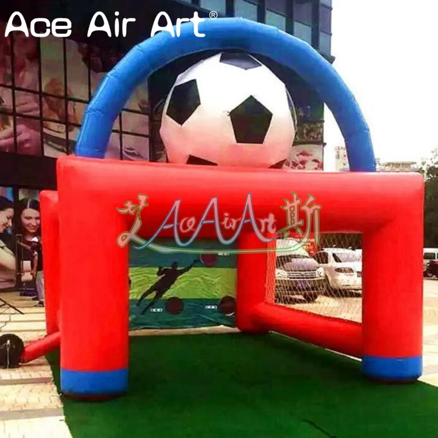 Wholesale Oxford Cloth or PVC Material Target Inflatable Football Goal with Green Background for Carnival and Outdoor Game on Sale