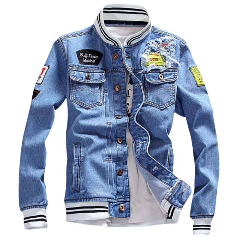 Men's Jackets 2021 Autumn Demin Jacket Patch Designs Fashion Men Winter Denim Streetwear Jeans