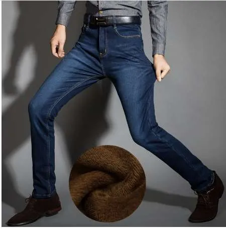 Nouveaux hommes activités chaud Jeans de haute qualité célèbre automne hiver Jeans chaud flocage chaud doux hommes jeans