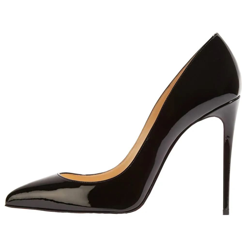2016 femmes sexy talons hauts bout pointu pompes chaussures de bureau chaussures de fête mode stiletto pompe à talons hauts pu brevet leather12cm