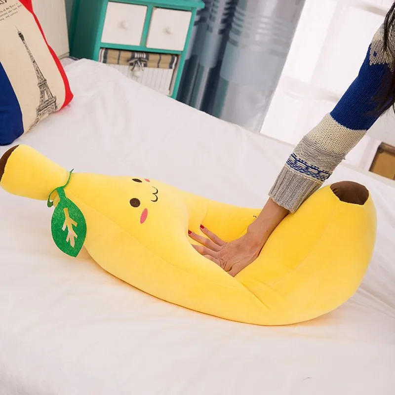 Dorimytrader Grand Doux Simulation Fruit Banane En Peluche Oreiller En Peluche Dessin Animé Jaune Banane Jouet Coussin Cadeau pour Enfants 80 cm 31 pouces DY61991